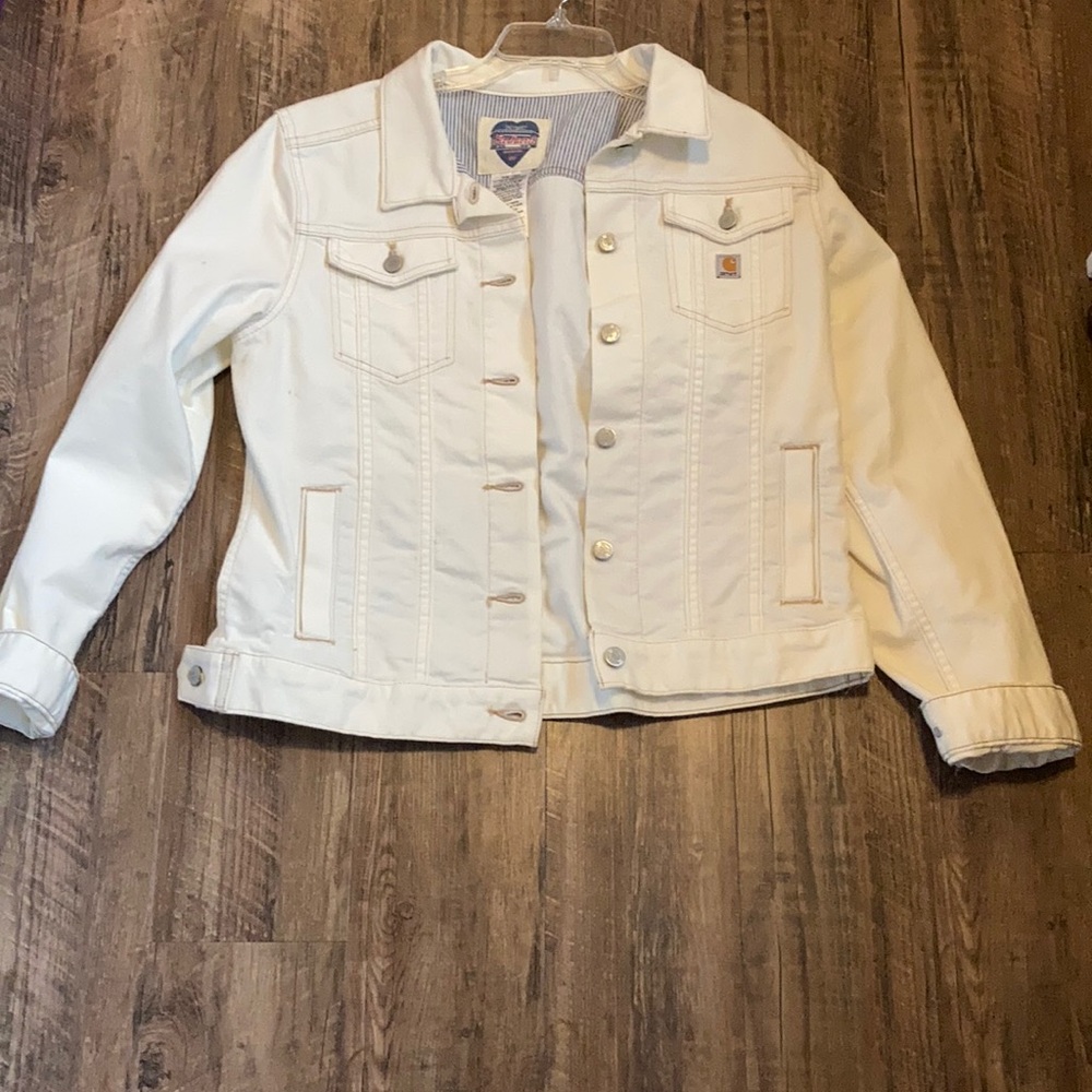 Cathartt white jean jacket never worn w/out tags